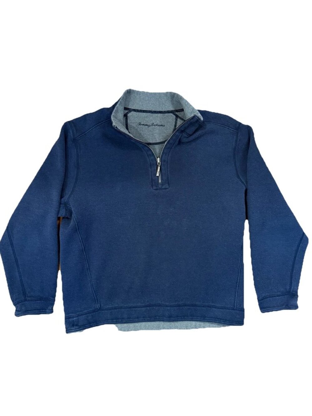 Tommy Bahama Denim Pullover Fleece Sweat Shirt Men's Medium Blue Long Sleeve